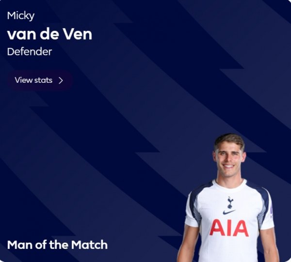 3次阻拦  +传送球  成功率95.6%！范德文当选热刺vs