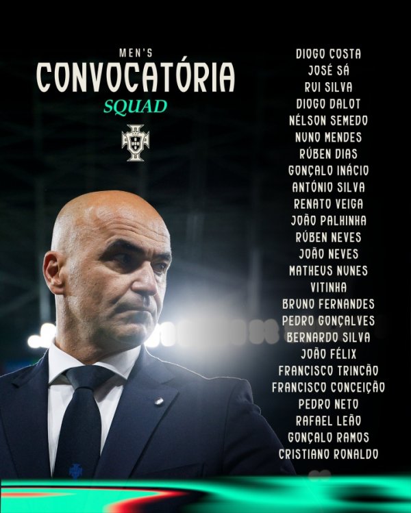 葡萄牙10月份名单：C罗领衔，菲利克斯、B费、莱奥入选坎塞洛